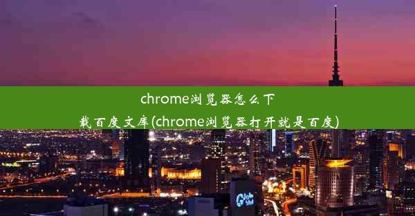 chrome浏览器怎么下载百度文库(chrome浏览器打开就是百度)