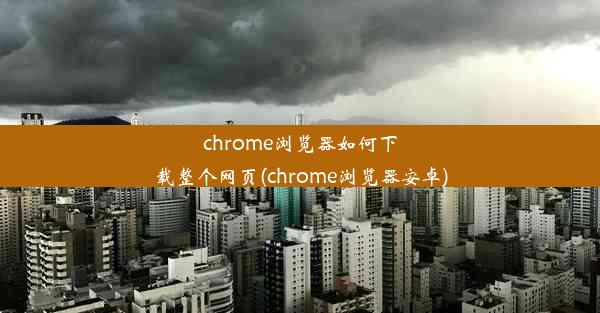 chrome浏览器如何下载整个网页(chrome浏览器安卓)