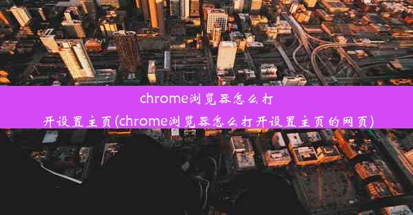 chrome浏览器怎么打开设置主页(chrome浏览器怎么打开设置主页的网页)