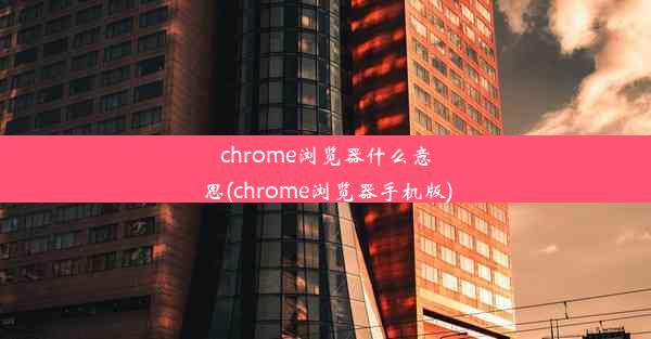 chrome浏览器什么意思(chrome浏览器手机版)