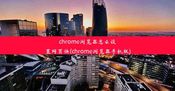 chrome浏览器怎么设置网页快(chrome浏览器手机版)