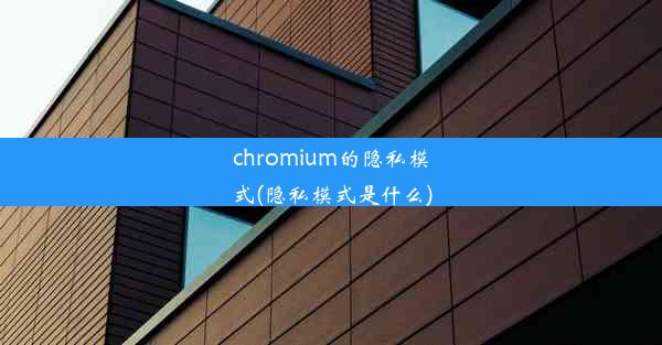 chromium的隐私模式(隐私模式是什么)