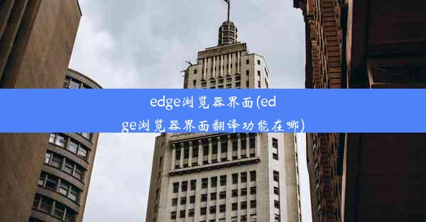 edge浏览器界面(edge浏览器界面翻译功能在哪)