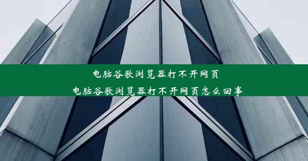 电脑谷歌浏览器打不开网页_电脑谷歌浏览器打不开网页怎么回事