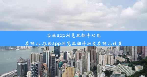 谷歌app浏览器翻译功能在哪儿;谷歌app浏览器翻译功能在哪儿设置