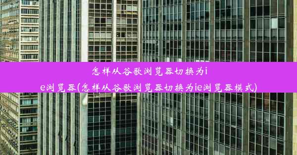 怎样从谷歌浏览器切换为ie浏览器(怎样从谷歌浏览器切换为ie浏览器模式)