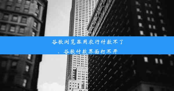 谷歌浏览器用农行付款不了、谷歌付款界面打不开