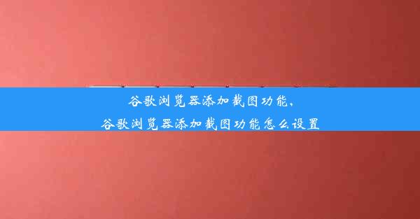 谷歌浏览器添加截图功能,谷歌浏览器添加截图功能怎么设置