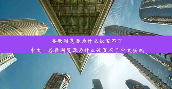 谷歌浏览器为什么设置不了中文—谷歌浏览器为什么设置不了中文模式