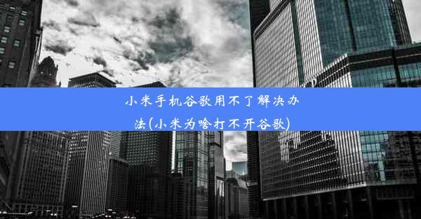 小米手机谷歌用不了解决办法(小米为啥打不开谷歌)