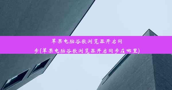 苹果电脑谷歌浏览器开启同步(苹果电脑谷歌浏览器开启同步在哪里)