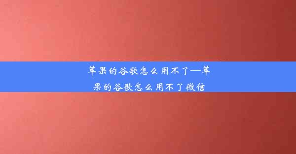 苹果的谷歌怎么用不了—苹果的谷歌怎么用不了微信