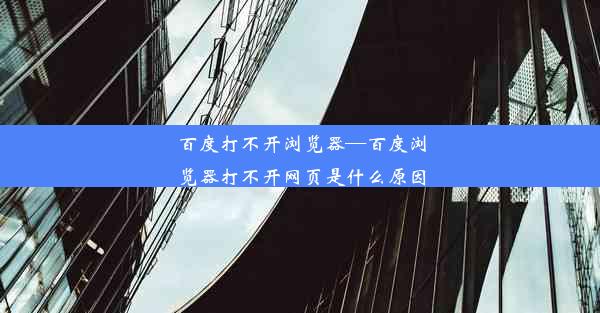 百度打不开浏览器—百度浏览器打不开网页是什么原因