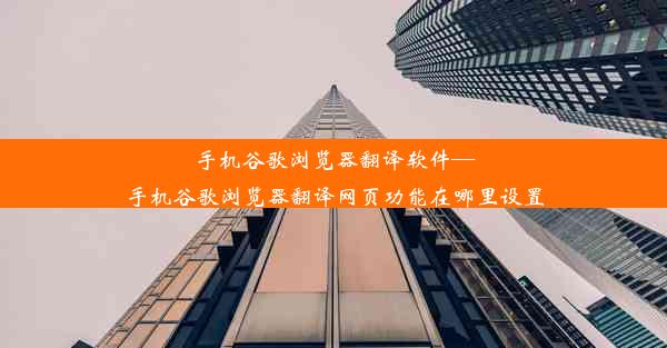 手机谷歌浏览器翻译软件—手机谷歌浏览器翻译网页功能在哪里设置