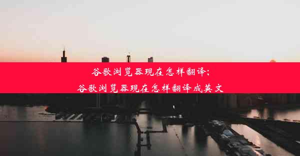 谷歌浏览器现在怎样翻译;谷歌浏览器现在怎样翻译成英文