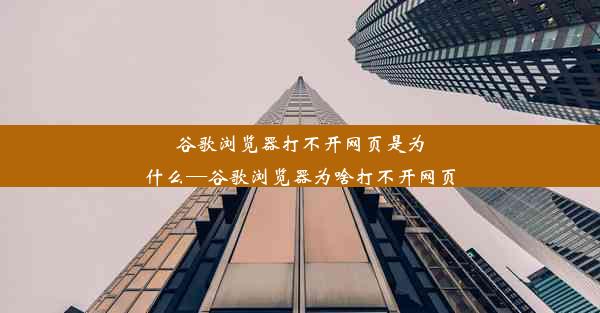 谷歌浏览器打不开网页是为什么—谷歌浏览器为啥打不开网页