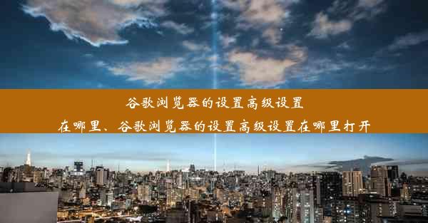 谷歌浏览器的设置高级设置在哪里、谷歌浏览器的设置高级设置在哪里打开