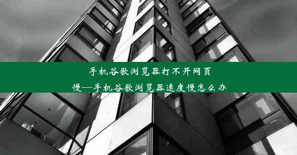 手机谷歌浏览器打不开网页慢—手机谷歌浏览器速度慢怎么办