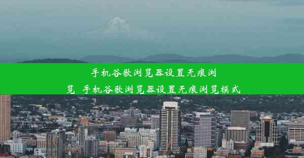 手机谷歌浏览器设置无痕浏览_手机谷歌浏览器设置无痕浏览模式