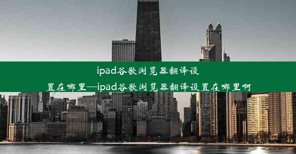 ipad谷歌浏览器翻译设置在哪里—ipad谷歌浏览器翻译设置在哪里啊