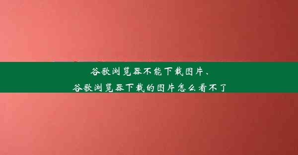 谷歌浏览器不能下载图片、谷歌浏览器下载的图片怎么看不了