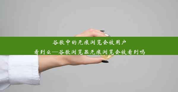 谷歌中的无痕浏览会被用户看到么—谷歌浏览器无痕浏览会被看到吗