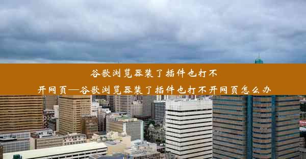 谷歌浏览器装了插件也打不开网页—谷歌浏览器装了插件也打不开网页怎么办