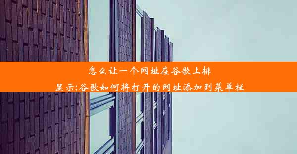 怎么让一个网址在谷歌上排显示;谷歌如何将打开的网址添加到菜单栏