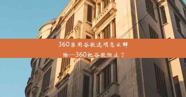 360禁用谷歌选项怎么解除—360把谷歌阻止了