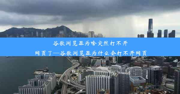 谷歌浏览器为啥突然打不开网页了—谷歌浏览器为什么会打不开网页