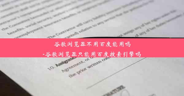 谷歌浏览器不用百度能用吗-谷歌浏览器只能用百度搜索引擎吗