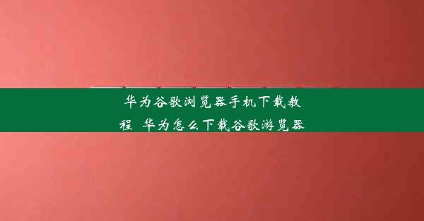 华为谷歌浏览器手机下载教程_华为怎么下载谷歌游览器