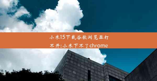 小米15下载谷歌浏览器打不开;小米下不了chrome