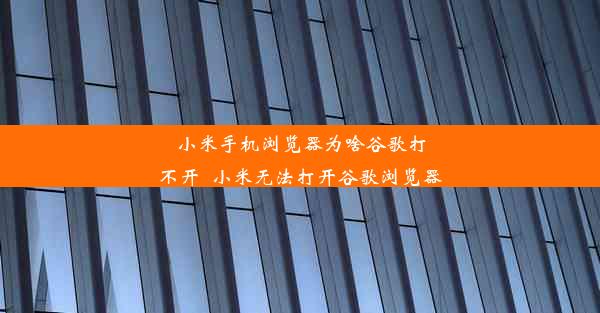 小米手机浏览器为啥谷歌打不开_小米无法打开谷歌浏览器