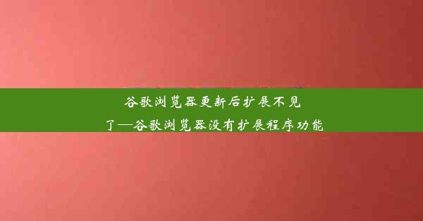 谷歌浏览器更新后扩展不见了—谷歌浏览器没有扩展程序功能